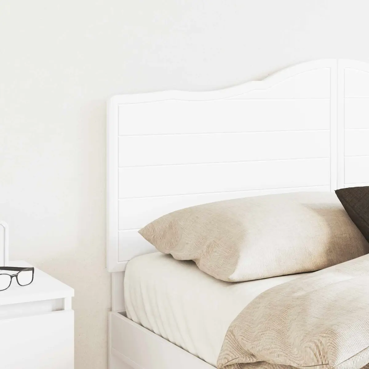 Headboard White Modern Minimalist Engineered Wood Wall Mount