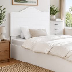 Minimalist White Engineered Wood Headboard for Bedrooms