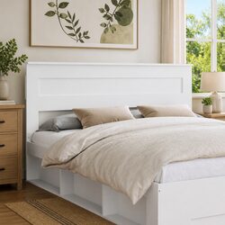 Contemporary White Engineered Wood Headboard for Comfort