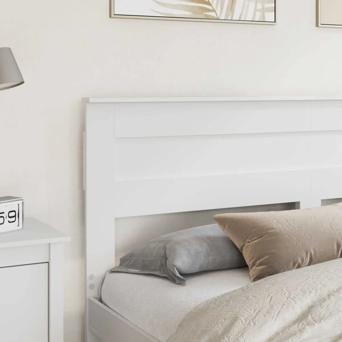 White Engineered Wood Headboard for Comfort