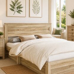 Modern Brown Engineered Wood Headboard for Cozy Bedrooms