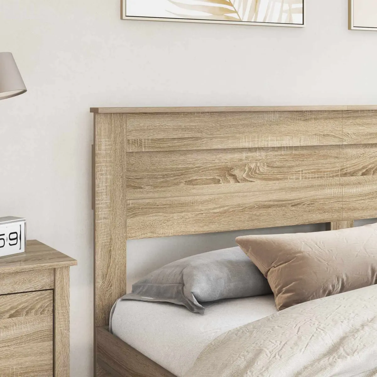 Brown Engineered Wood Headboard Modern Bedroom Furniture Contemporary Style