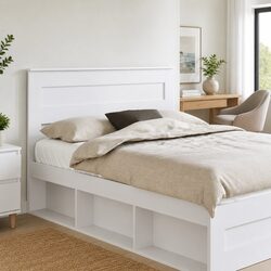 White Engineered Wood Headboard for Modern Bedrooms