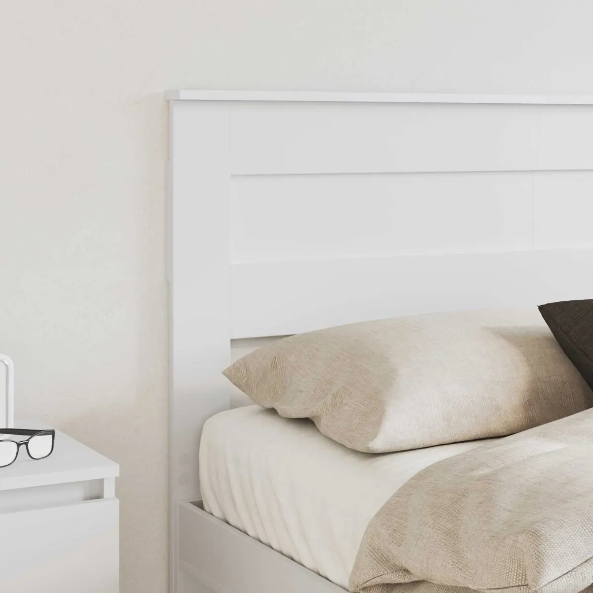 White Engineered Wood Headboard for Bedrooms