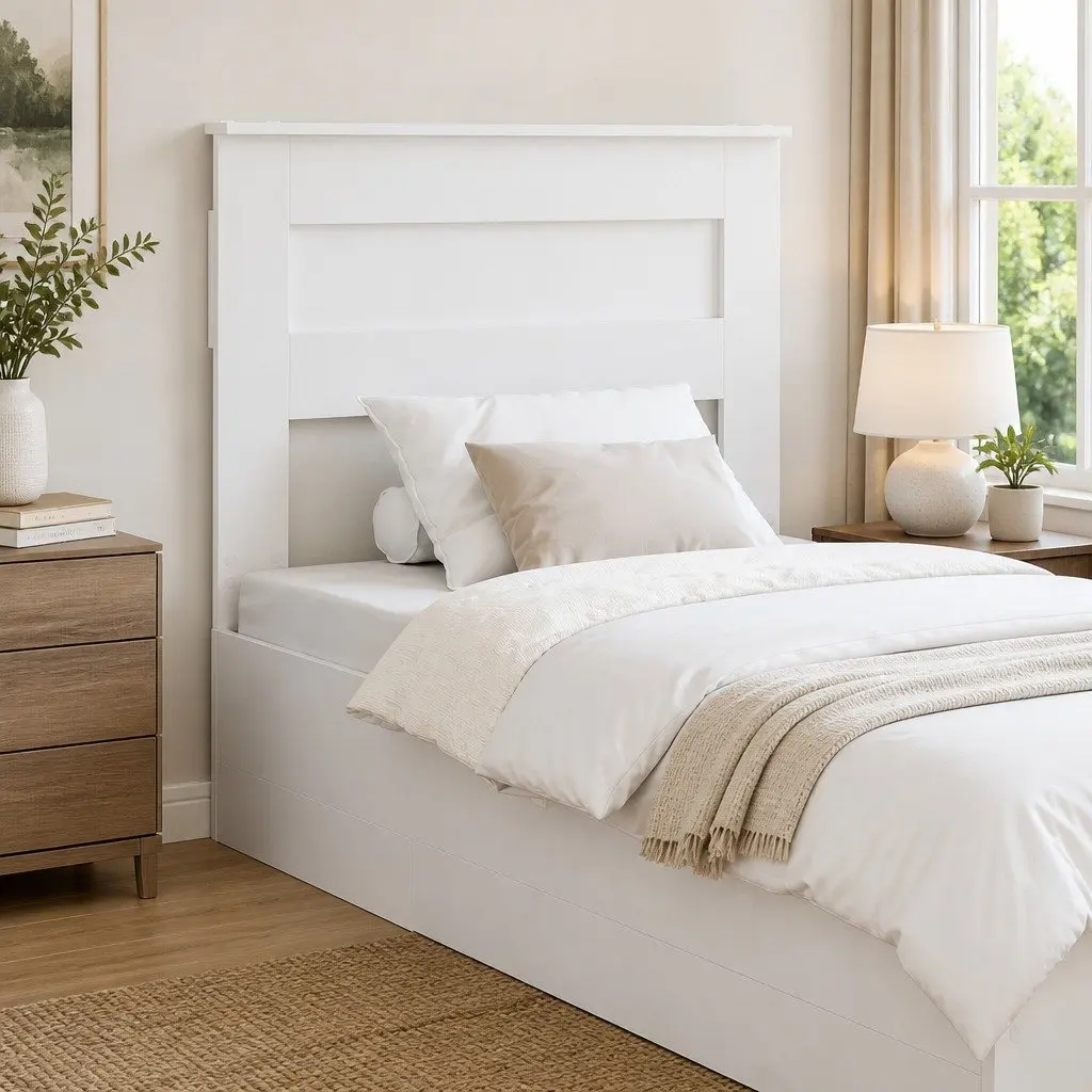 Engineered Wood Headboard White Modern Minimalist Bedroom Furniture