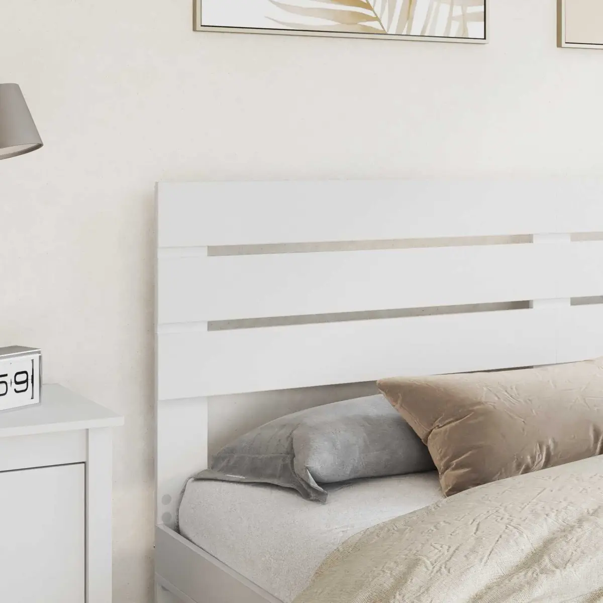 Modern White Headboard Bedroom Furniture Engineered Wood Rectangular Design