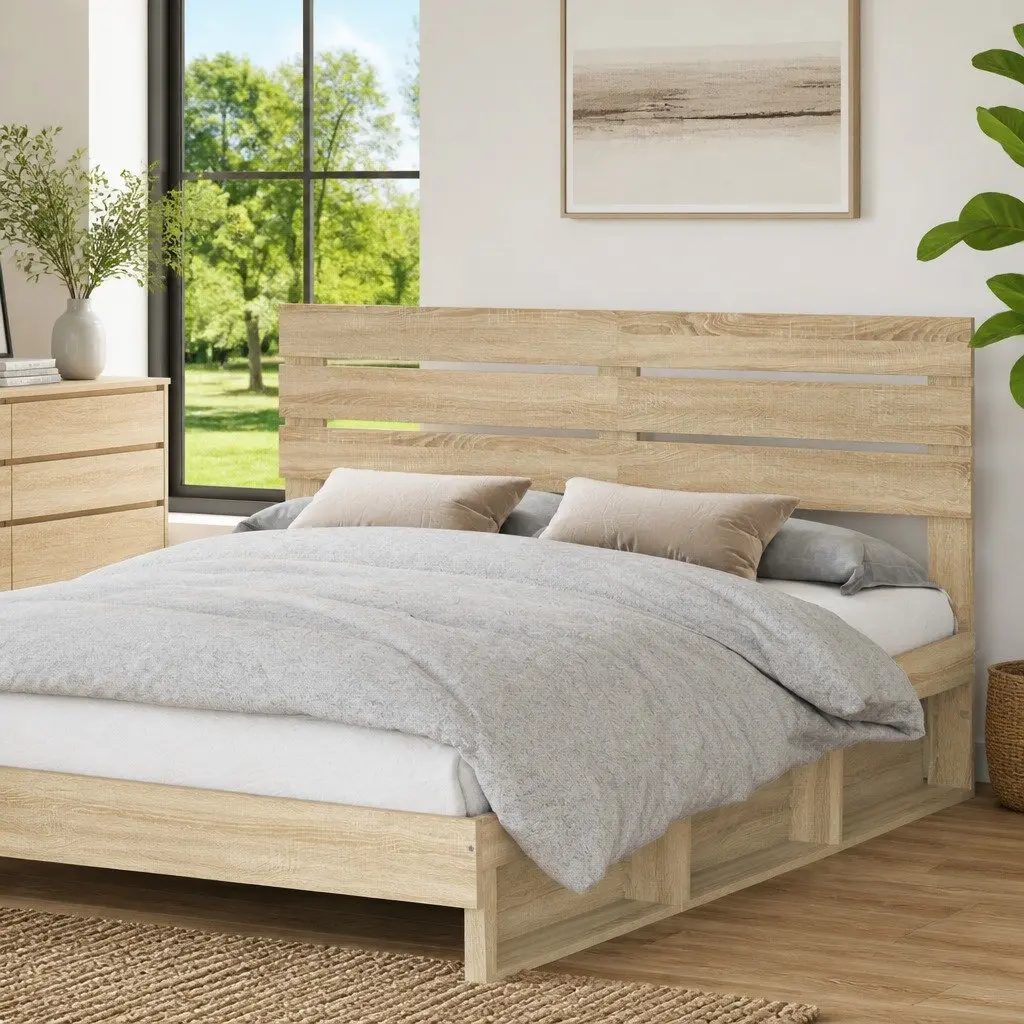 Headboard Brown Rectangular Engineered Wood Bedroom Furniture
