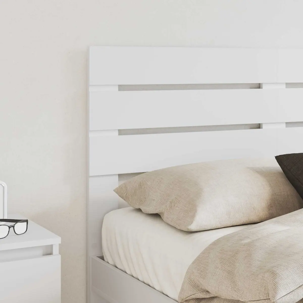White Engineered Wood Headboard for Bedrooms