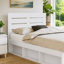 Stylish White Engineered Wood Headboard for Bedrooms