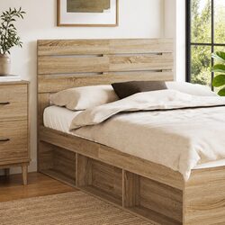 Rectangular Brown Engineered Wood Headboard