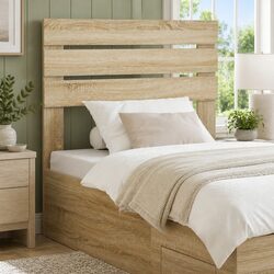 Stylish Brown Engineered Wood Rectangular Headboard