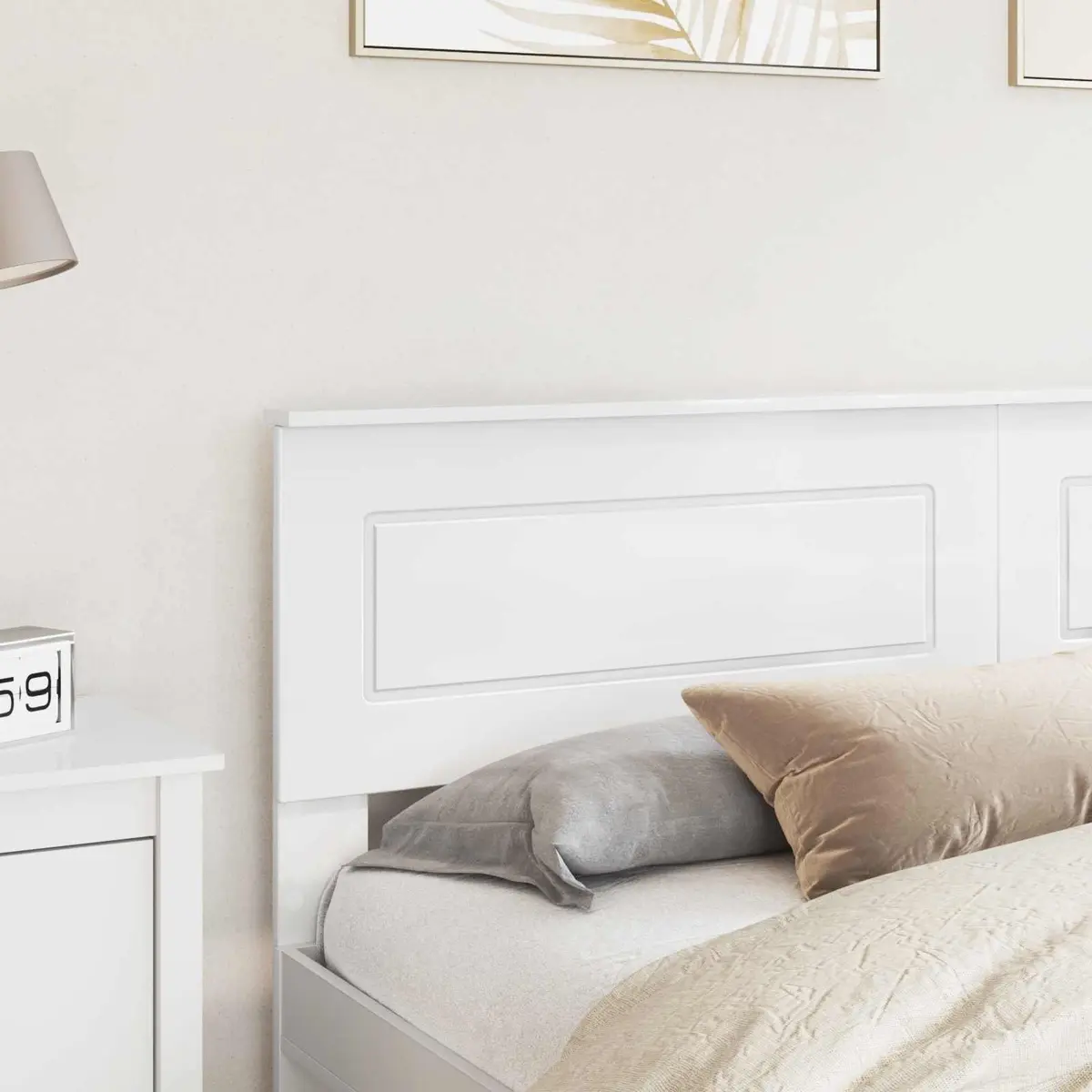 White Engineered Wood Headboard Modern Bedroom Furniture Rectangular Design