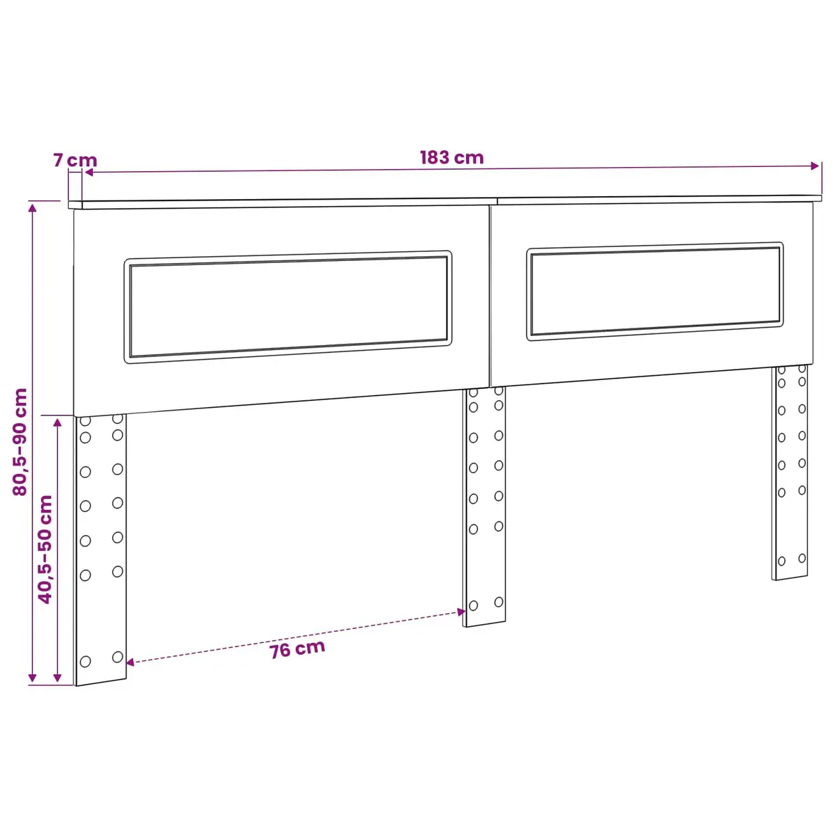 White Engineered Wood Headboard Modern Bedroom Furniture Rectangular Design
