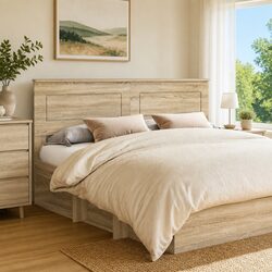 Modern Rectangular Engineered Wood Headboard in Brown