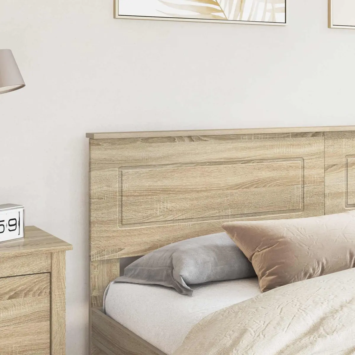 Rectangular Engineered Wood Headboard in Brown