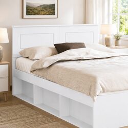 Modern White Engineered Wood Headboard for Bedrooms