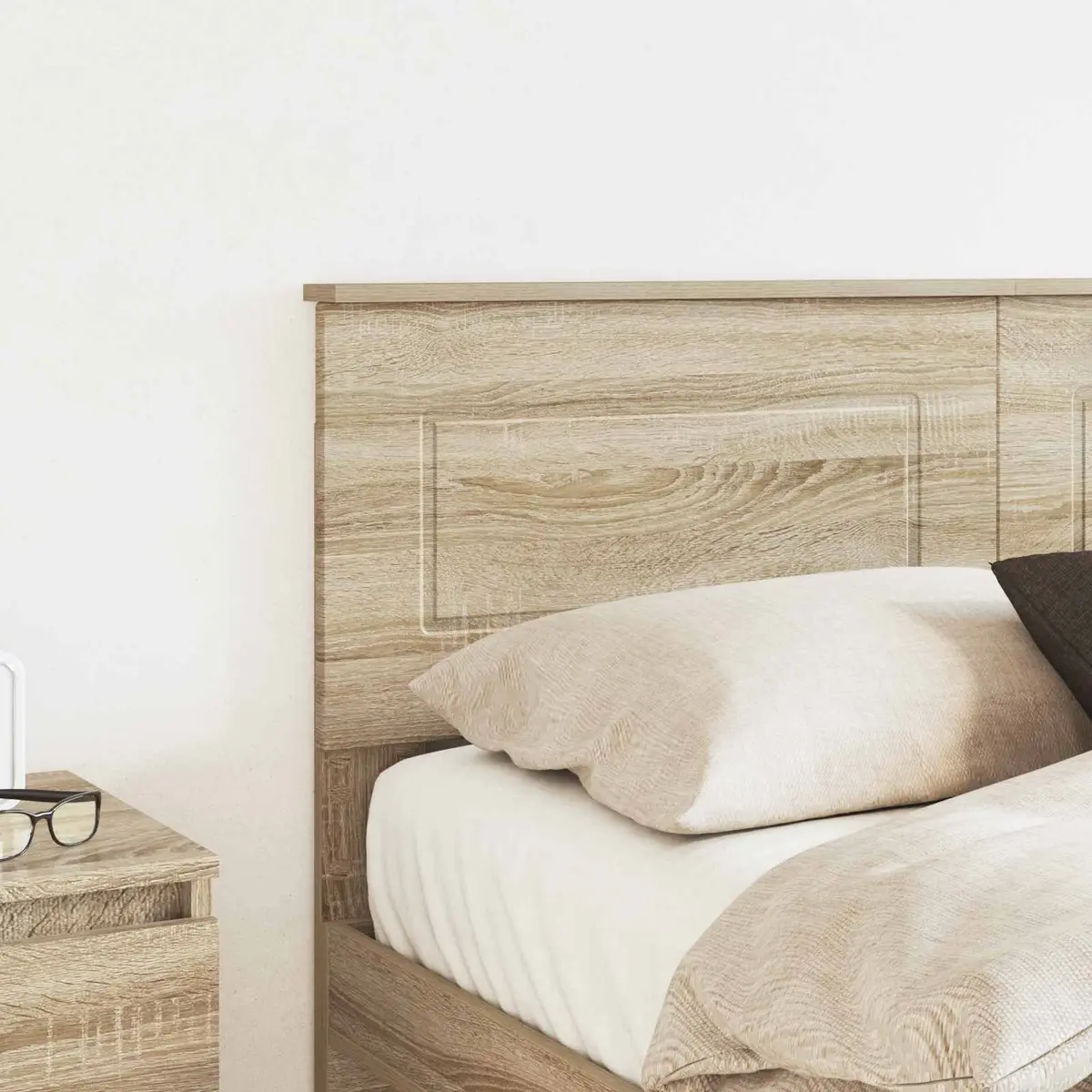 Headboard Modern Rectangular Brown Engineered Wood