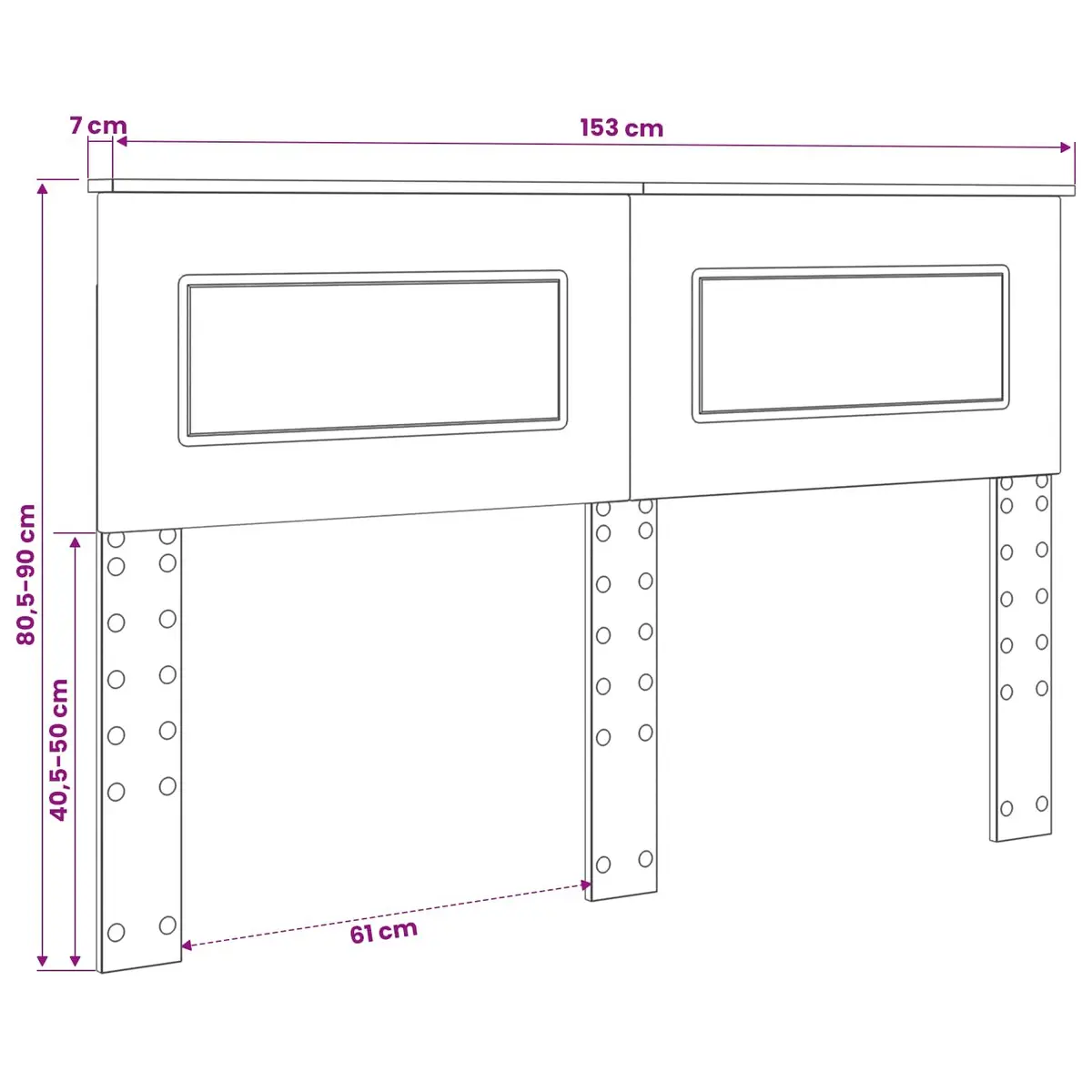 Headboard Modern Rectangular Brown Engineered Wood
