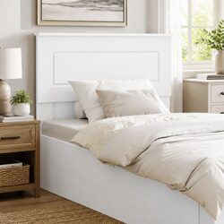 White Engineered Wood Headboard for Modern Bedrooms