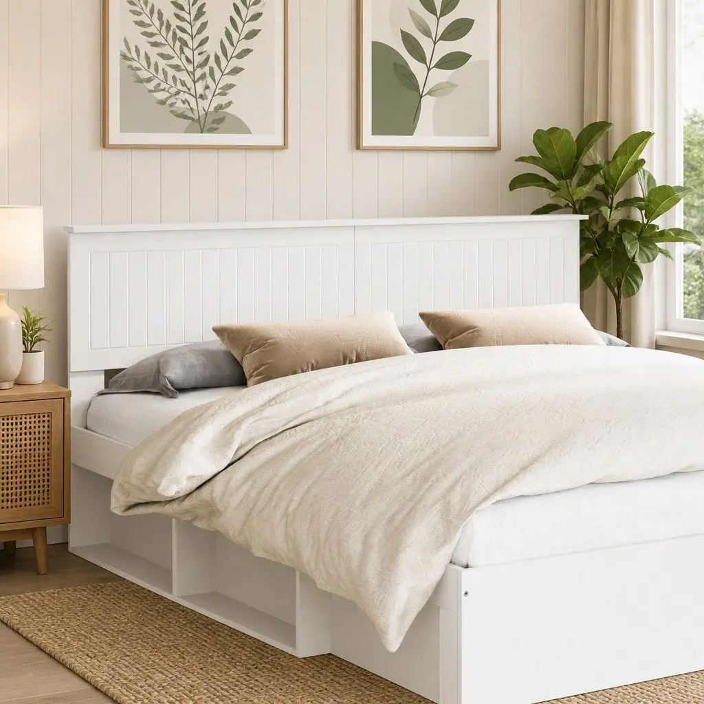 Minimalist White Engineered Wood Headboard