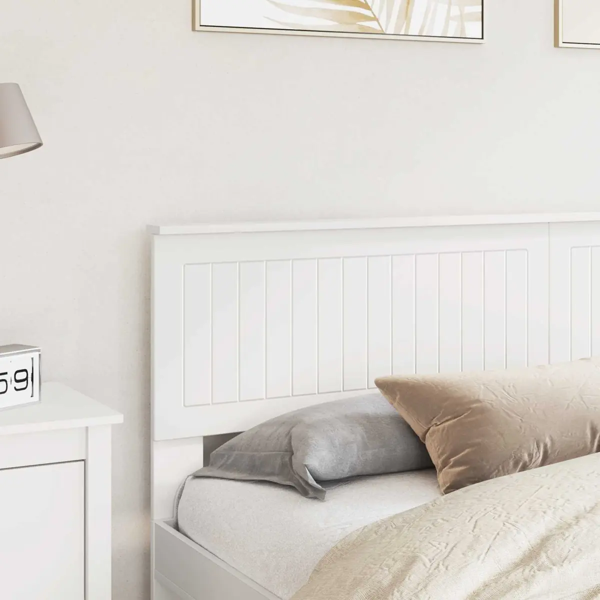 Minimalist White Engineered Wood Headboard