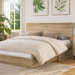 Modern Minimalist Headboard in Brown Sonoma Oak