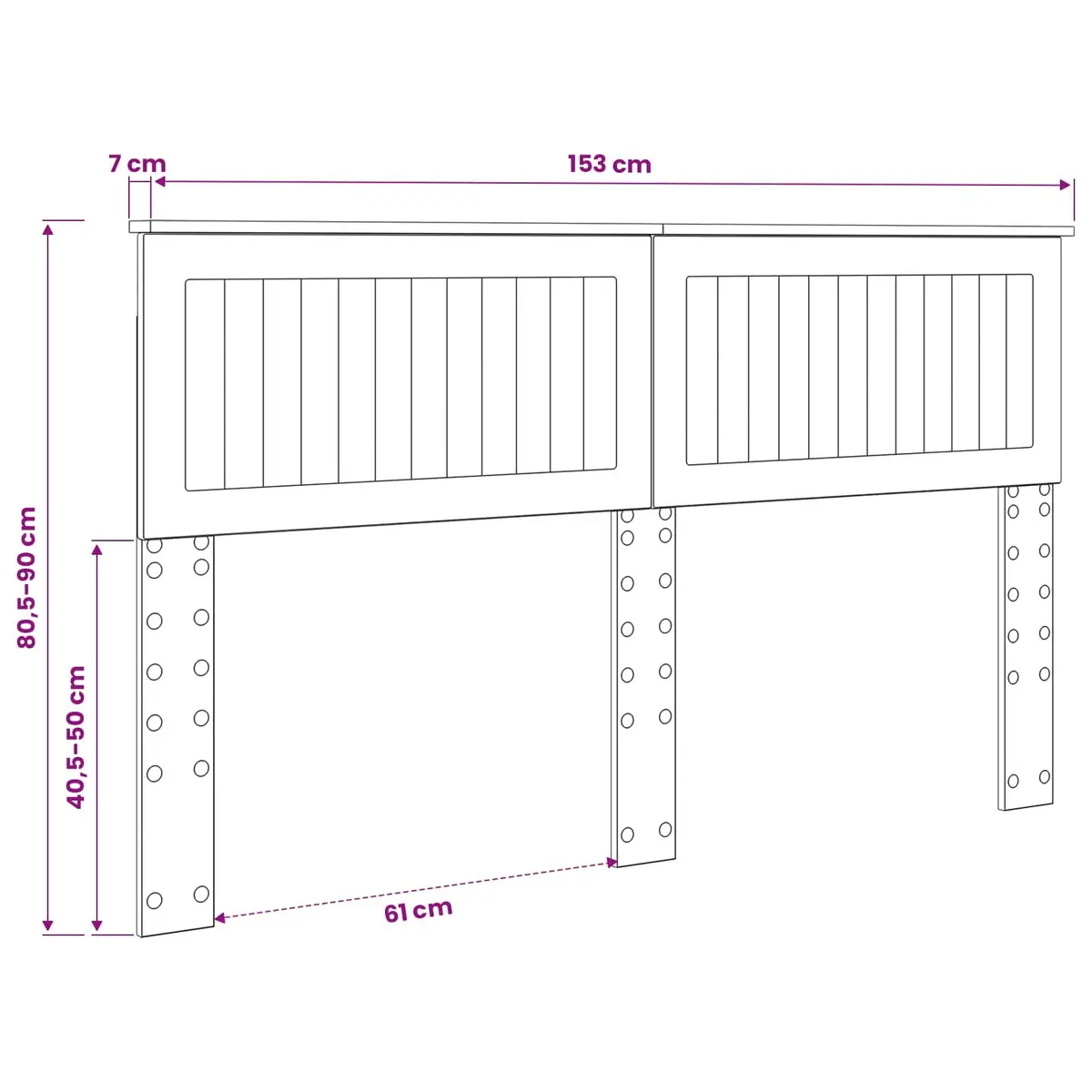 White Engineered Wood Headboard Modern Minimalist Bedroom Furniture Rectangular