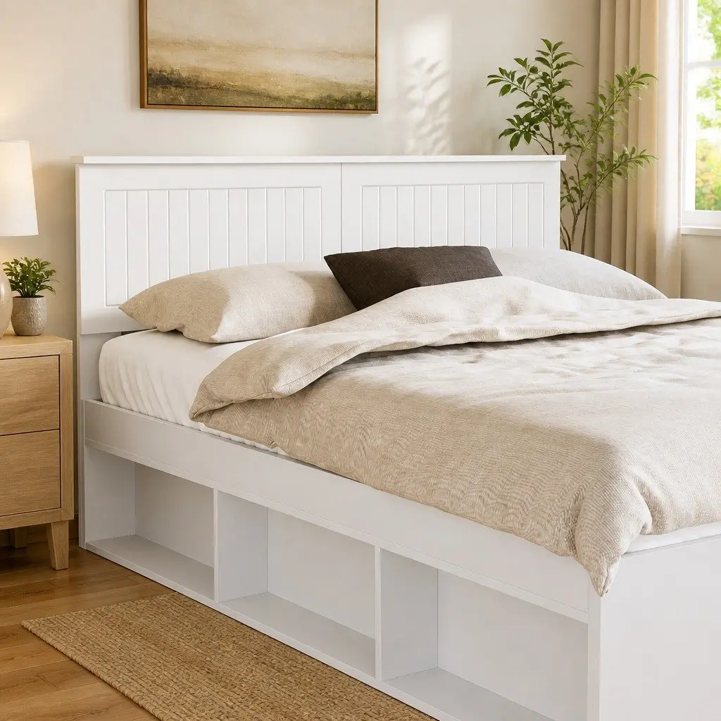 White Engineered Wood Headboard for Comfort