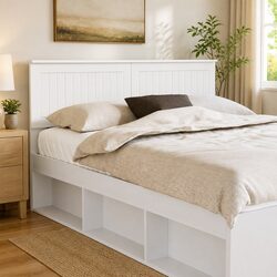 Modern White Engineered Wood Headboard for Comfort