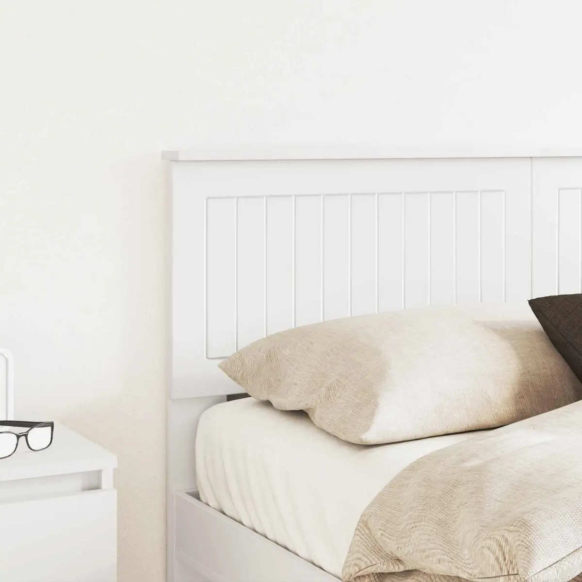 White Engineered Wood Headboard for Comfort