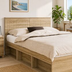 Elegant Brown Engineered Wood Headboard for Bedrooms