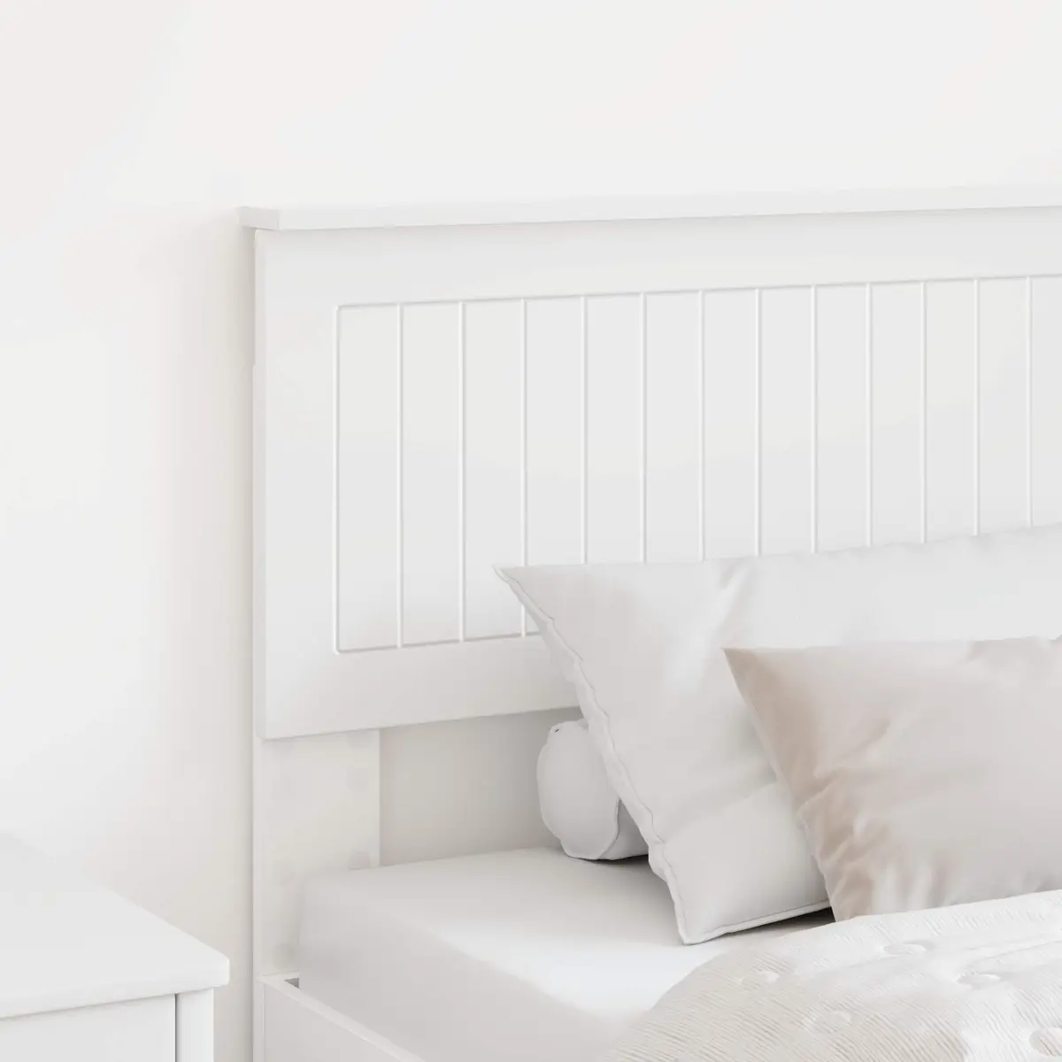 Modern White Headboard Engineered Wood Bedroom Furniture Minimalist Design