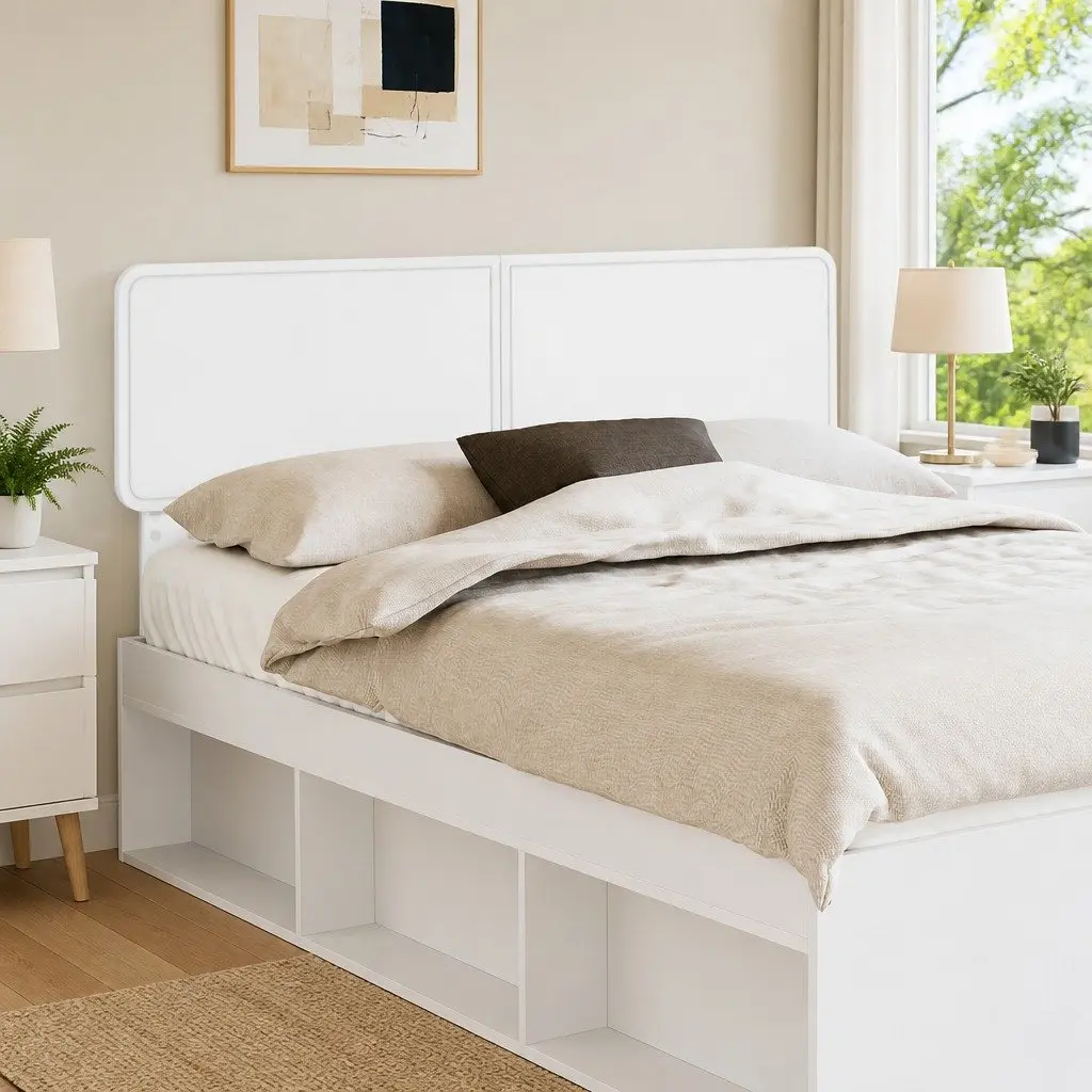 Minimalist White Engineered Wood Headboard