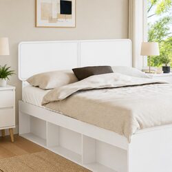 Modern Minimalist White Engineered Wood Headboard