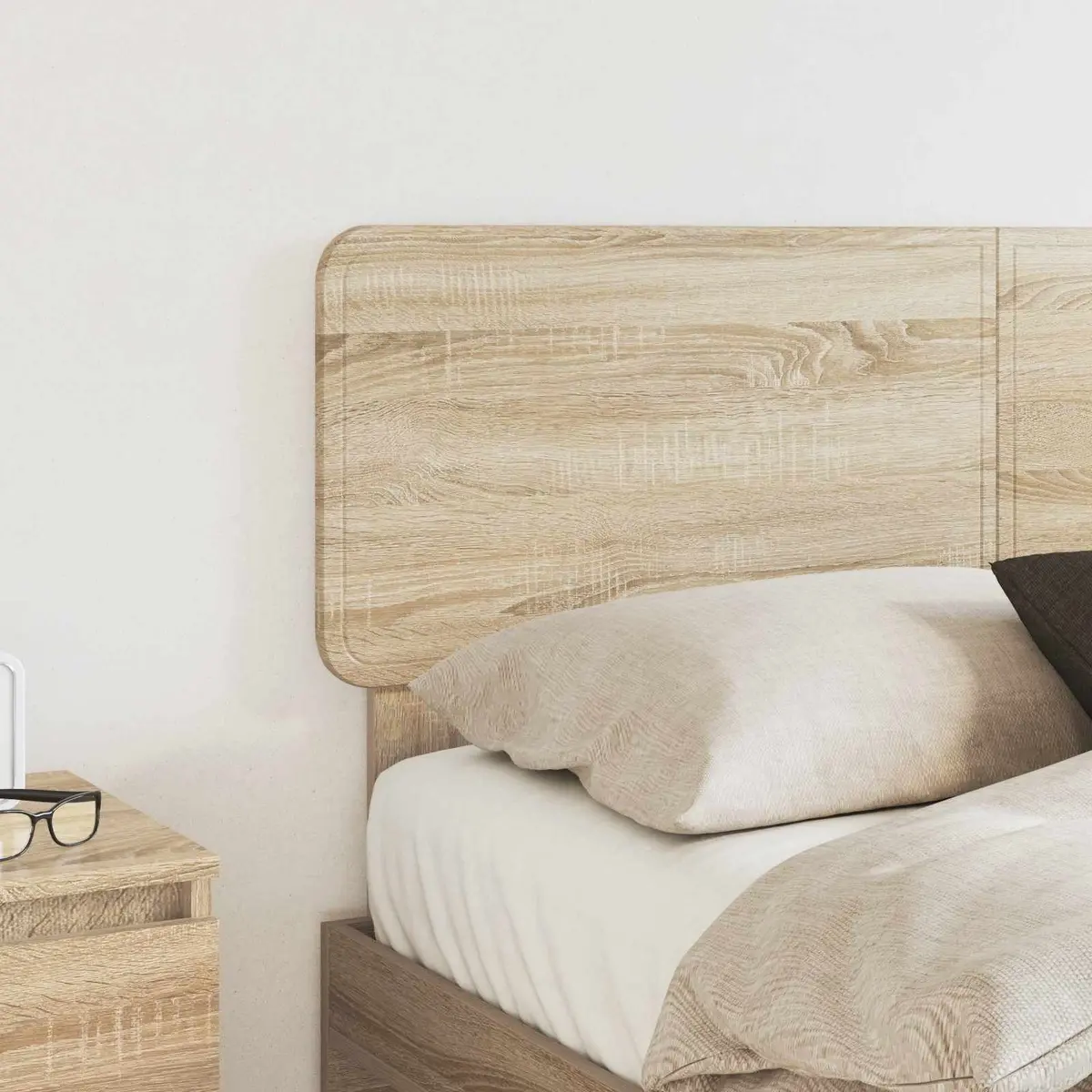 Brown Engineered Wood Headboard Modern Minimalist Design Bedroom Furniture