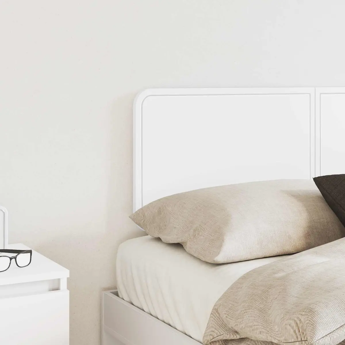 White Engineered Wood Headboard Modern Minimalist Bedroom Furniture Clean Lines