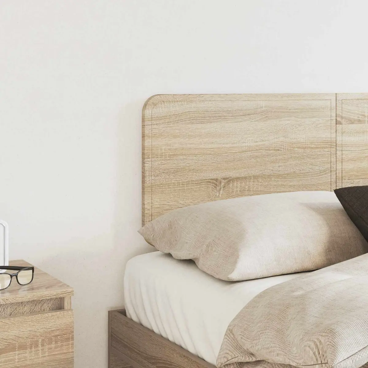 Headboard Modern Minimalist Brown Engineered Wood Frame