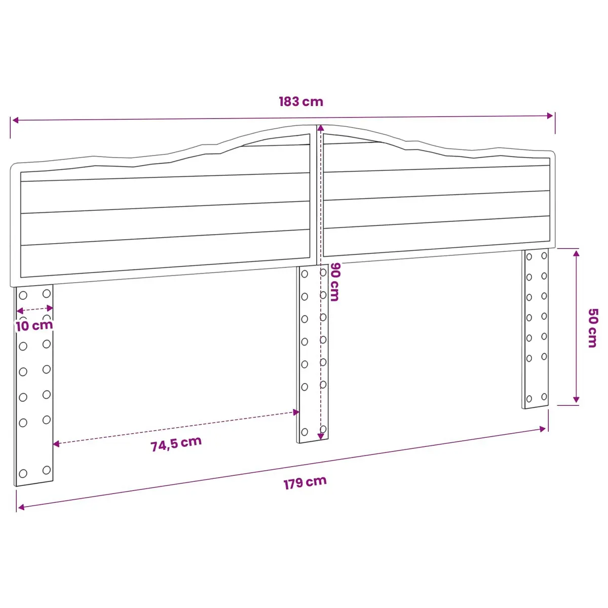 White Engineered Wood Headboard Modern Minimalist Bedroom Furniture Rectangular