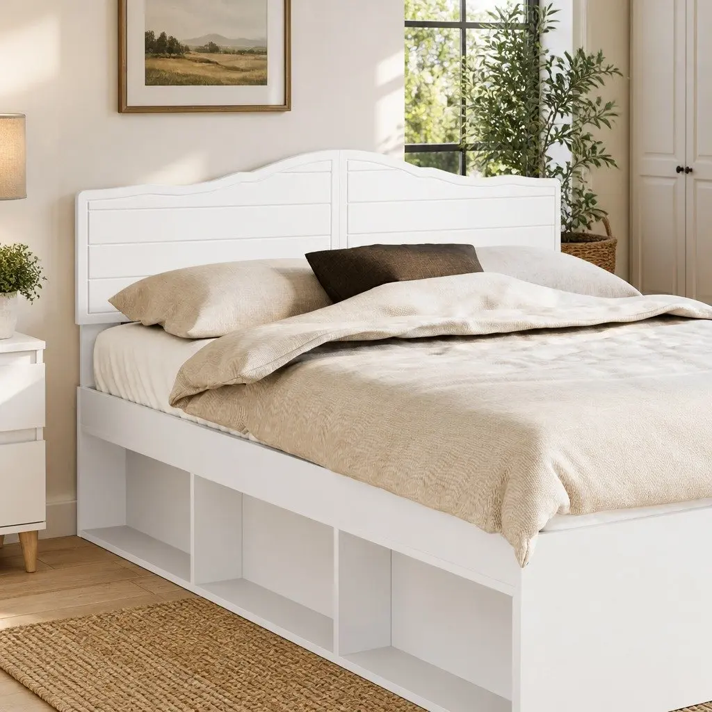 Engineered Wood Headboard White Modern Minimalist Rectangular