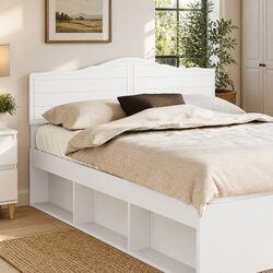 Minimalist White Engineered Wood Headboard for Bedrooms