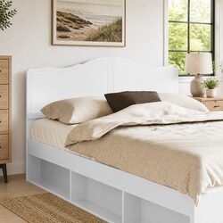 White Engineered Wood Headboard for Cozy Minimalist Bedrooms
