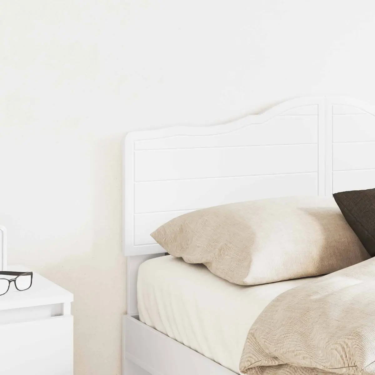 White Engineered Wood Headboard Modern Minimalist Bedroom Furniture Rectangular