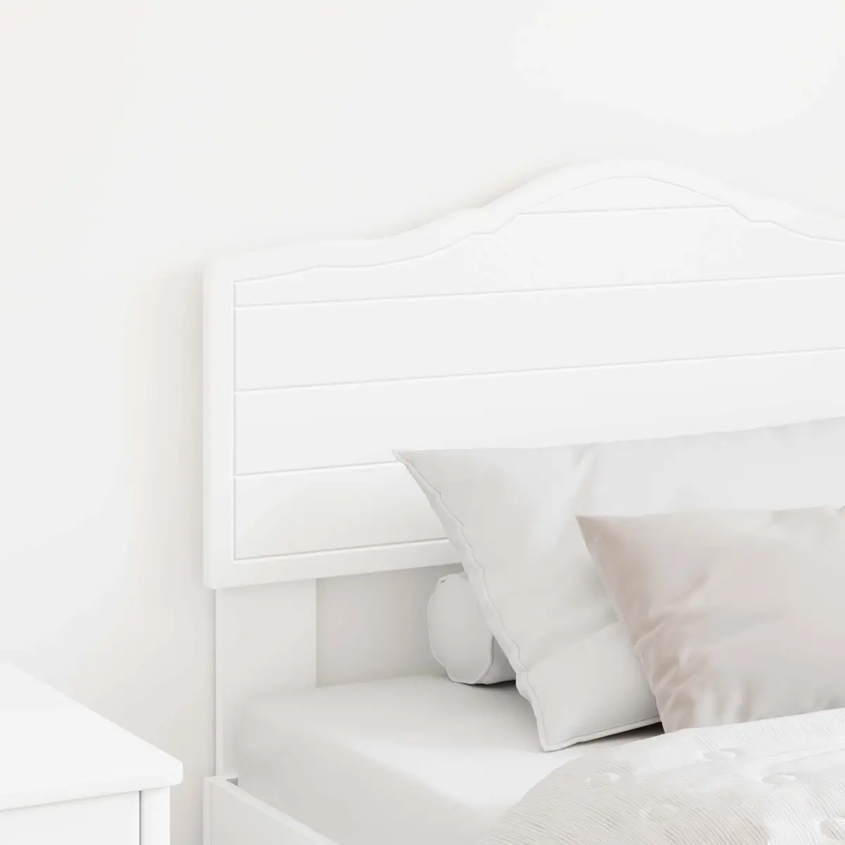 Modern White Headboard Engineered Wood Bedroom Furniture Minimalist Design