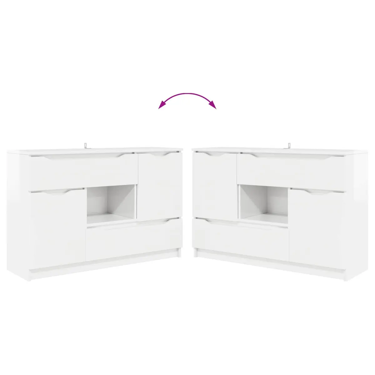Sideboard High Gloss White Modern Storage Cabinet Living Room Dining Furniture