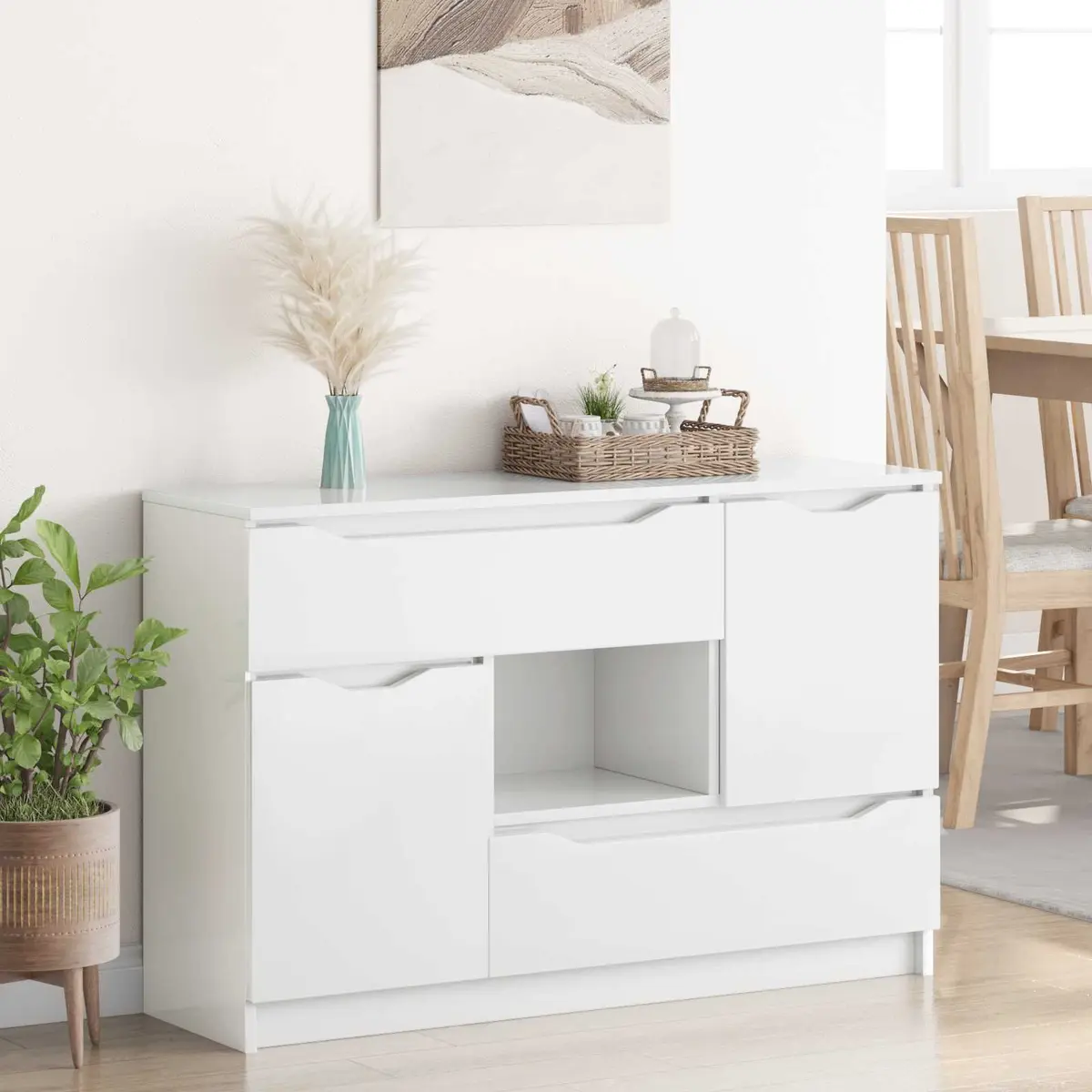 Sideboard High Gloss White Modern Storage Cabinet Living Room Dining Furniture