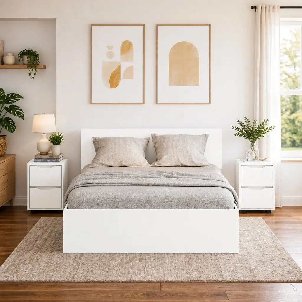White Bedside Table with Storage Drawer