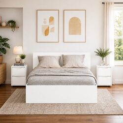 Modern White Bedside Table with Storage Drawer