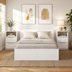 Charming White Bedside Table Set of 2 for Modern Living
