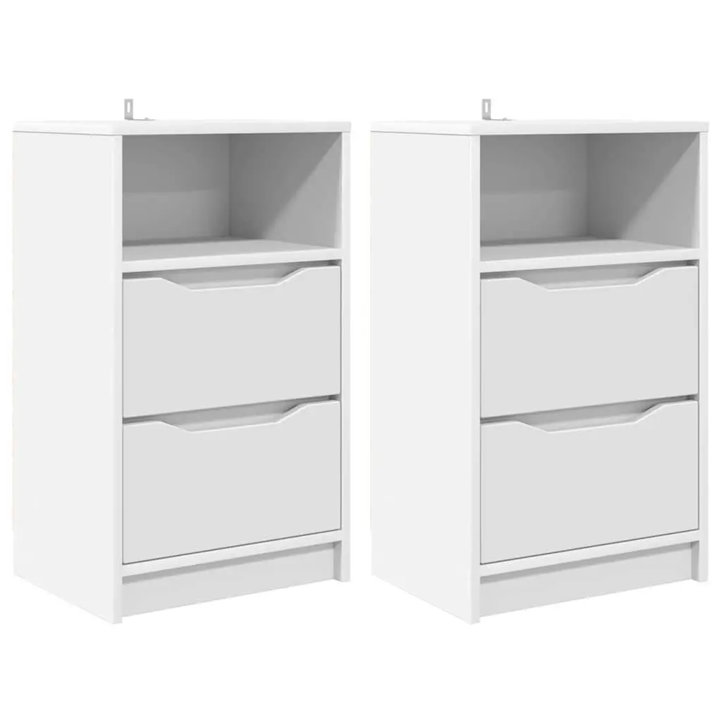 Bedside Table 2 pcs White 40 x 30 x 46 cm Storage Nightstand Engineered Wood