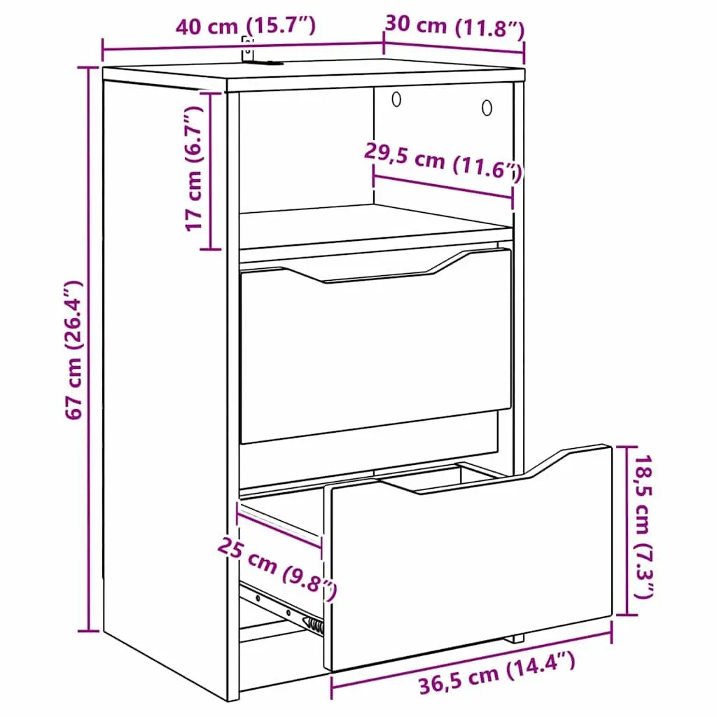 Bedside Table 2 pcs White 40 x 30 x 46 cm Storage Nightstand Engineered Wood